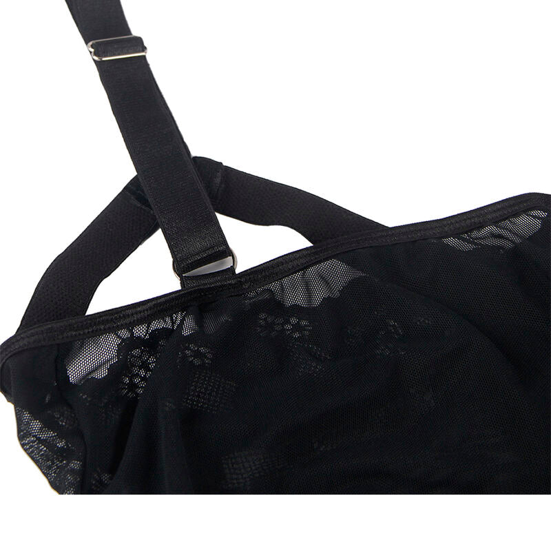 SUBBLIME - TEDDY WITH GARTER STRAP DETAIL CHEST BLACK S/M