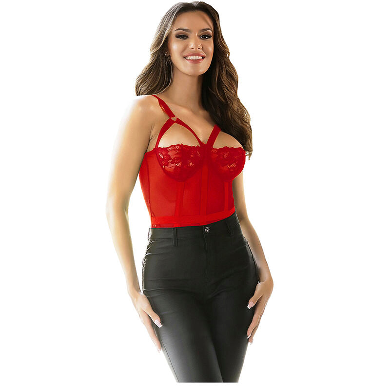 SUBBLIME - TEDDY WITH GARTER STRAP DETAIL CHEST RED S/M