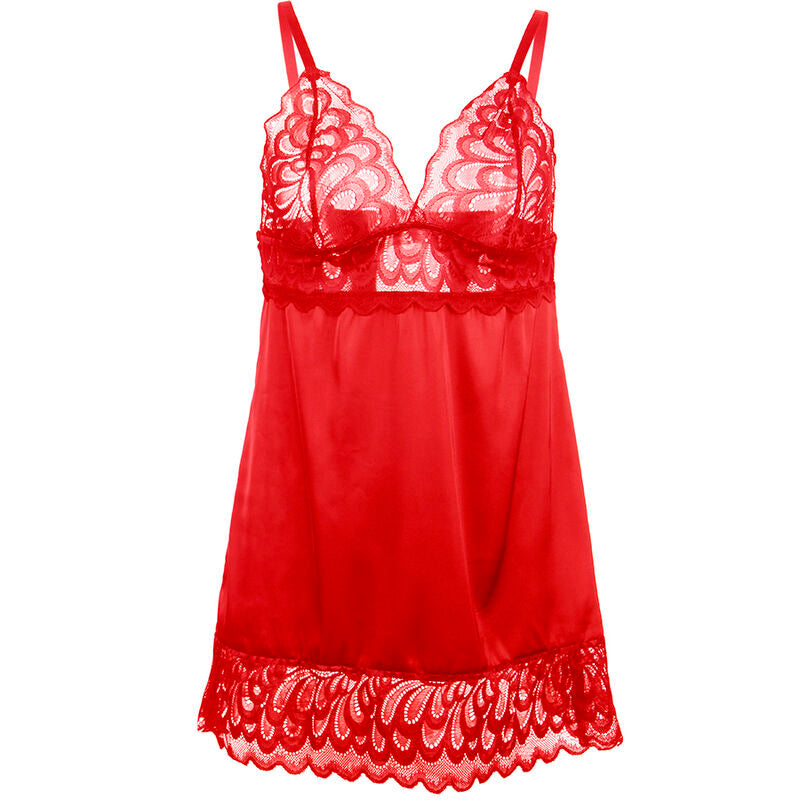 SUBBLIME - SATIN BABYDOLL WITH LACE RED S/M