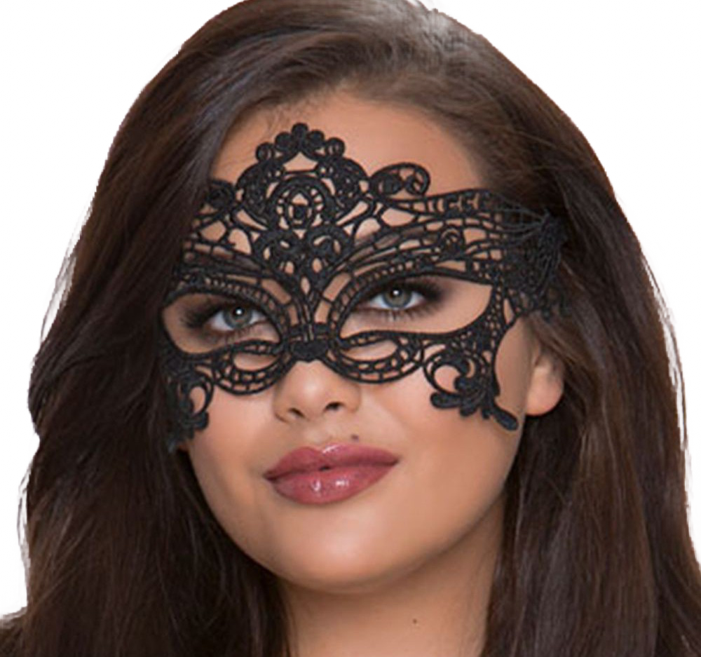 QUEEN LINGERIE - MASCHERINA AMPIA IN PIZZO NERO