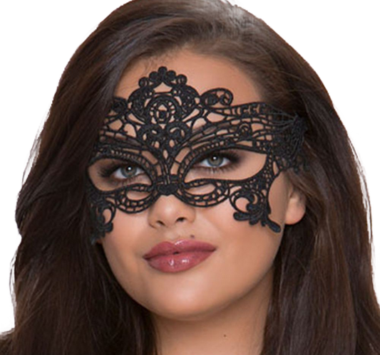 QUEEN LINGERIE - WIDE BLACK LACE MASK