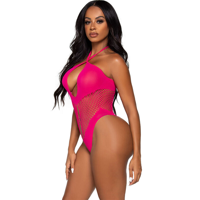 LEG AVENUE - OPEN & CROSSED NECKLINE BODYSUIT VIOLET