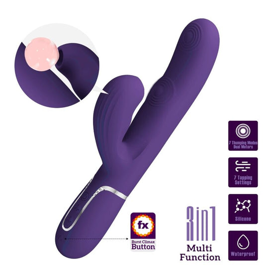 PRETTY LOVE - PERLITA VIBRATORE PUNTO G 3 IN 1 MULTIFUNZIONE VIOLA