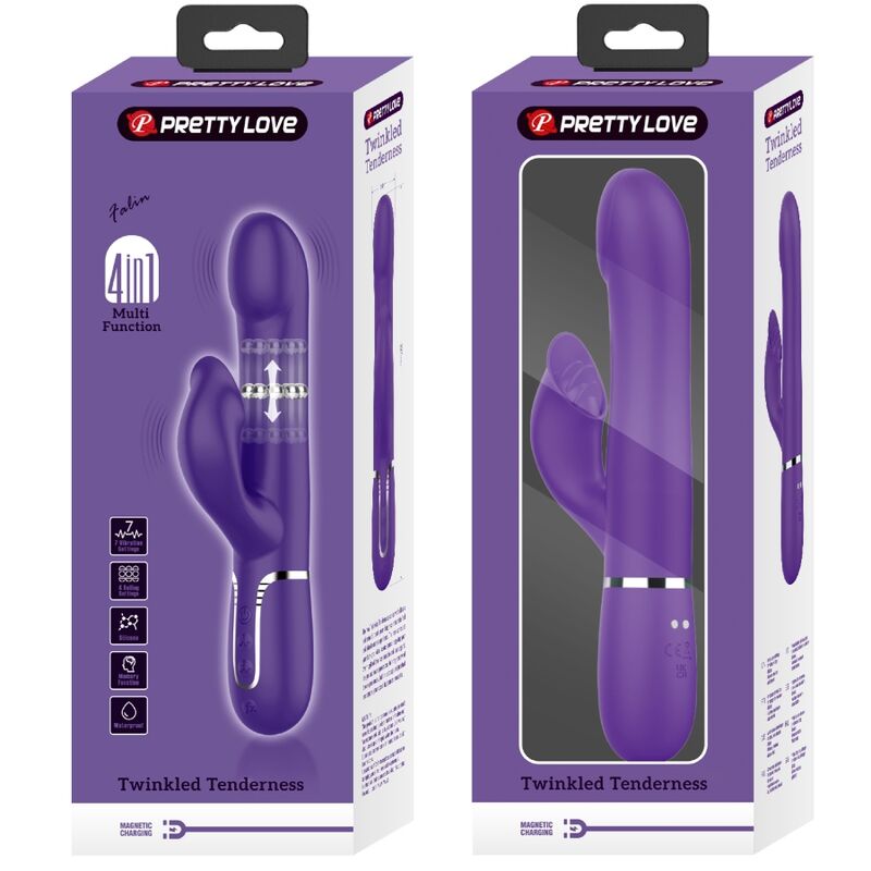 PRETTY LOVE - VIBRATORE CONIGLIO ZALIN PERLE 4 IN 1 VIOLA