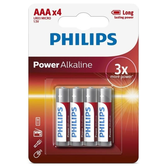 PHILIPS - BATTERIA ALCALINICA POWER AAA LR03 4 CONFEZIONI