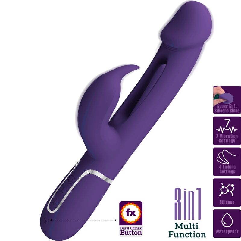 PRETTY LOVE - KAMPAS RABBIT 3 IN 1 VIBRATORE MULTIFUNZIONE CON LINGUA VIOLA