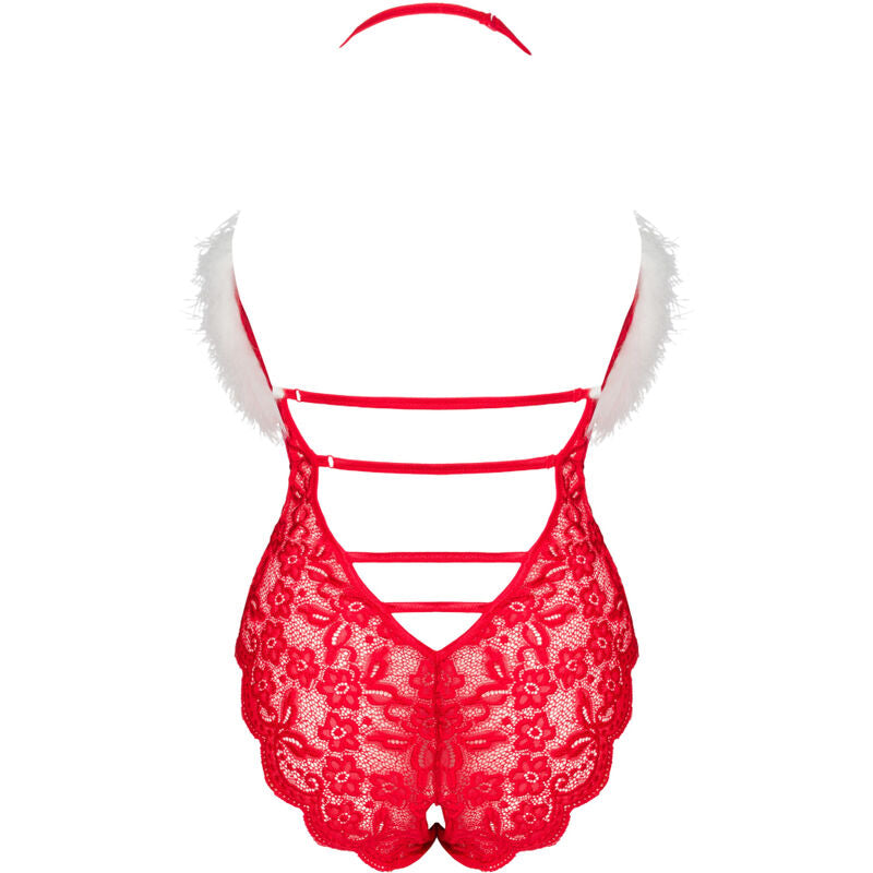 LIVCO CORSETTI FASHION - SANTAS LACE LADY BODY CROTCHLESS CHRISTMAS S/M