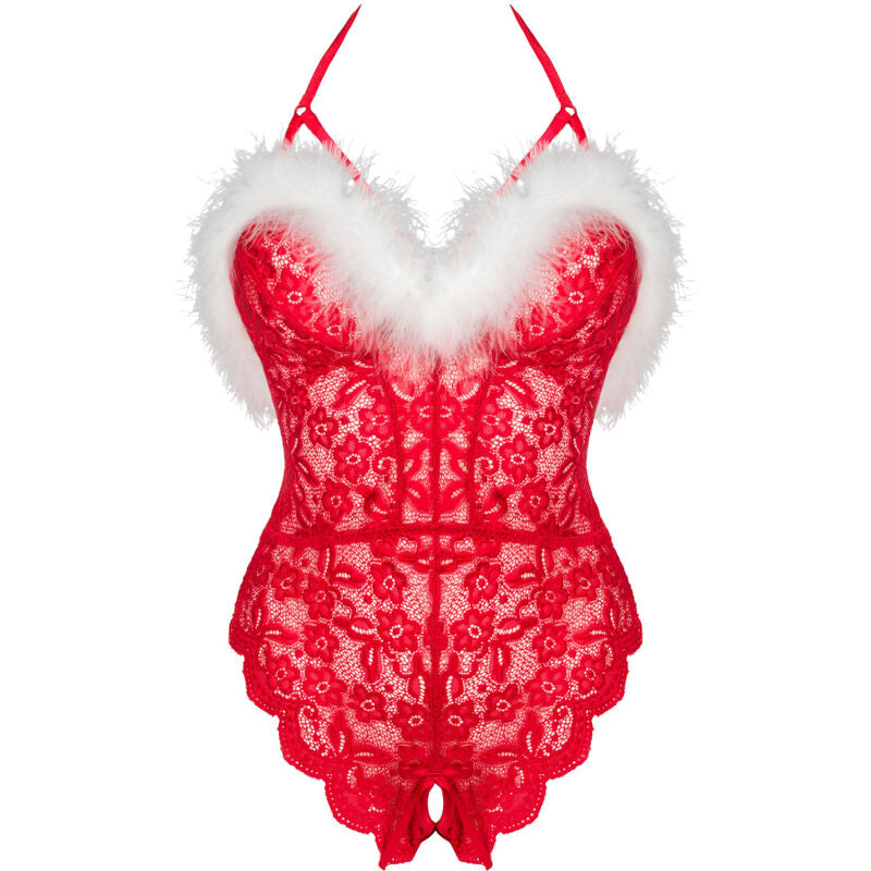 LIVCO CORSETTI FASHION - SANTAS SPITZE DAMEN BODY MIT OBEREM SCHRITT WEIHNACHTEN S/M