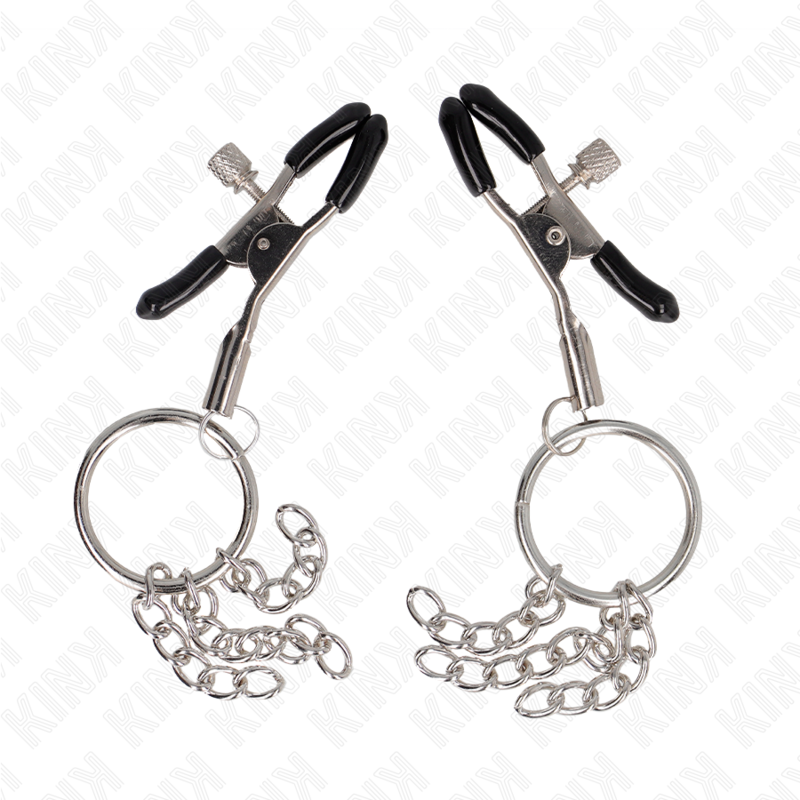 KINK - O-RING NIPPELKLEMME UND KLEINE KETTE SILBER 6 CM