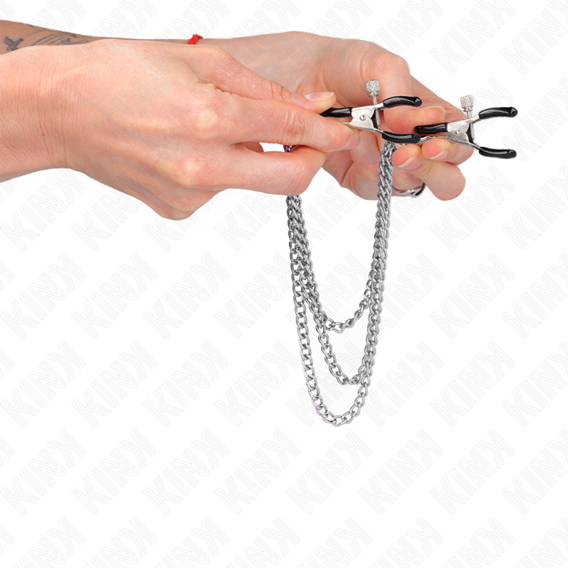 KINK - NIPPLE CLAMPS WITH 3 CHAINS SILVER 20/23/28 CM