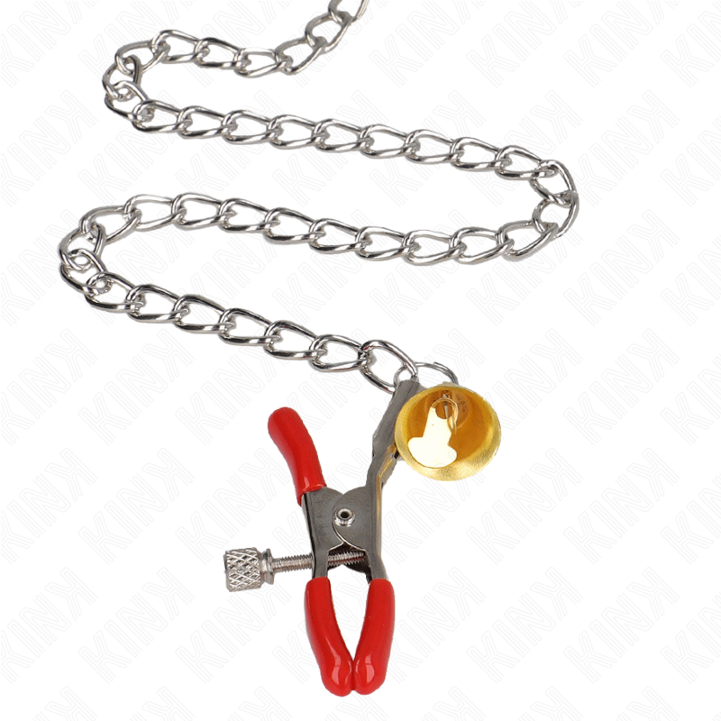 KINK - BELL TRIPLE NIPPLE AND CLIT CLAMPS RED WITH CHAIN 30 CM