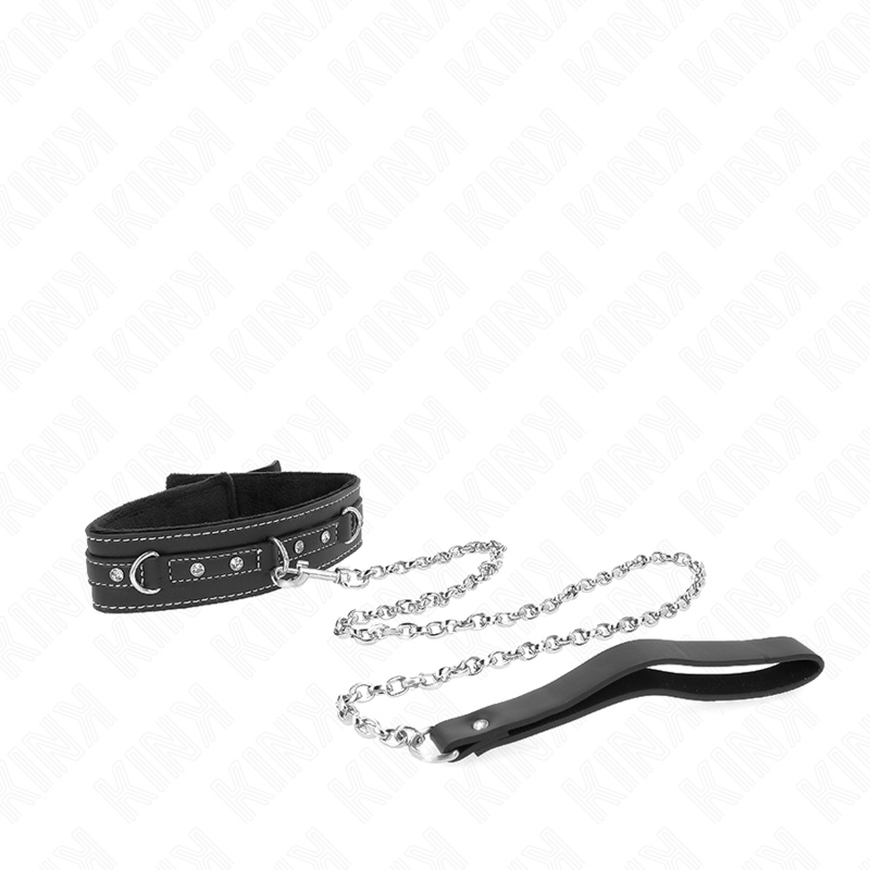 KINK - COLLANA IN PVC E PELLE CON CINTURA 105 CM RIVETTO STRASS 41,5 X 4 CM