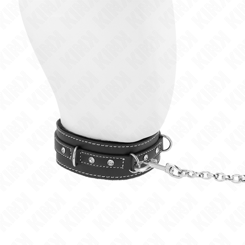 KINK - COLLANA IN PVC E PELLE CON CINTURA 105 CM RIVETTO STRASS 41,5 X 4 CM