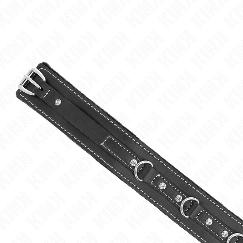 KINK - COLLANA IN PVC E PELLE CON CINTURA 105 CM RIVETTO STRASS 41,5 X 4 CM
