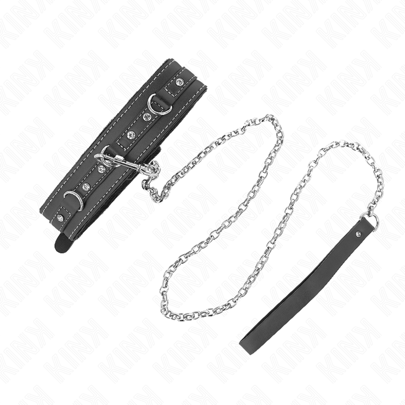 KINK - COLLANA IN PVC E PELLE CON CINTURA 105 CM RIVETTO STRASS 41,5 X 4 CM