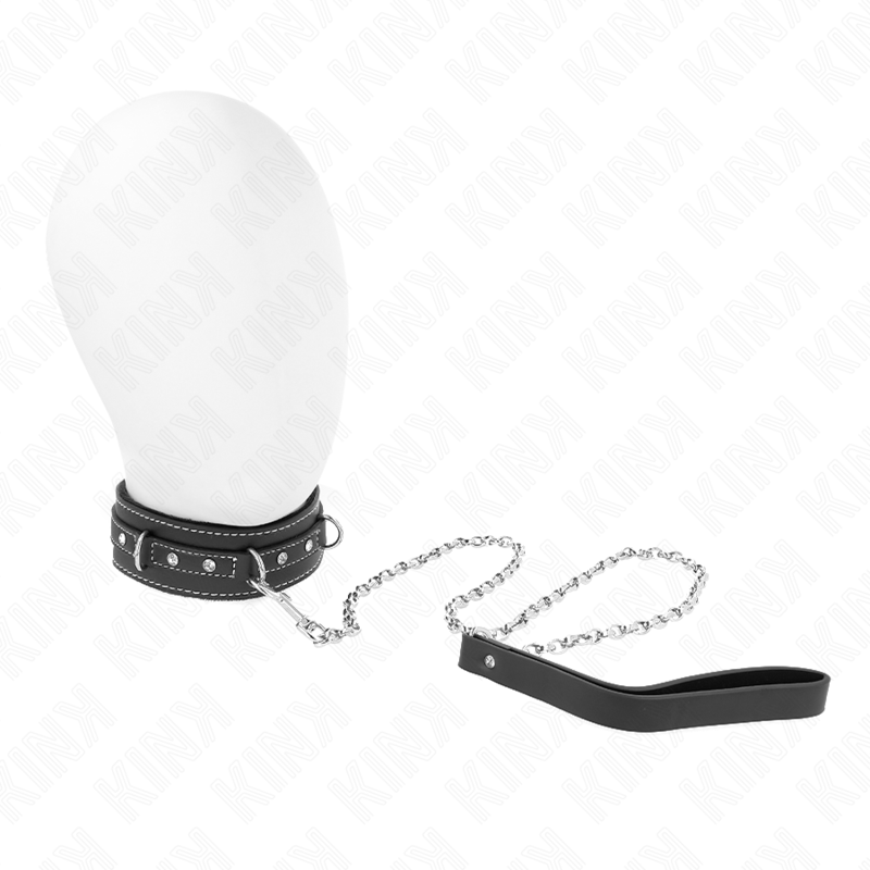 KINK - COLLANA IN PVC E PELLE CON CINTURA 105 CM RIVETTO STRASS 41,5 X 4 CM