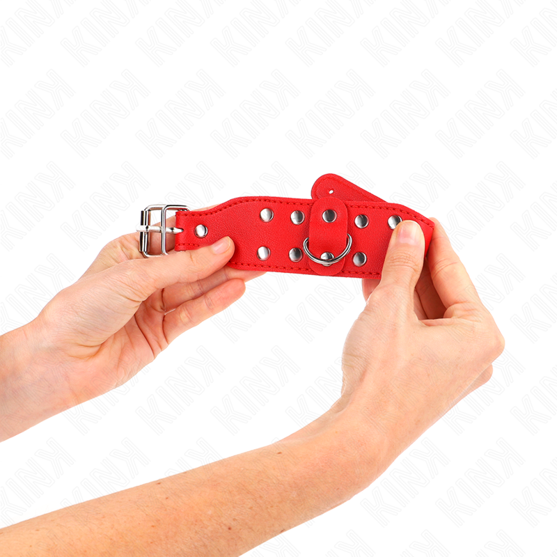 KINK - BRACCIALETTI CON DOPPIA LINEA DI BORCHIE REGOLABILI ROSSO