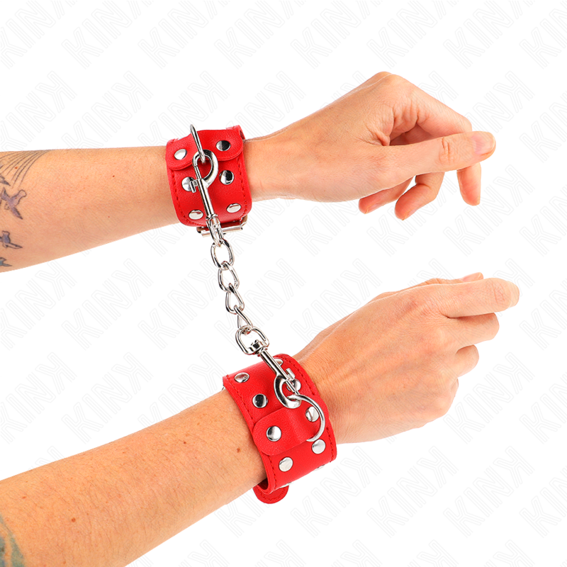 KINK - WRISTBANDS WITH DOUBLE LINE OF ADJUSTABLE STUDS RED