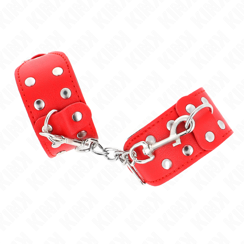 KINK - BRACCIALETTI CON DOPPIA LINEA DI BORCHIE REGOLABILI ROSSO