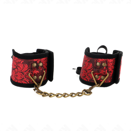 KINK - SCANDAL CINTURE DA POLSO DETTAGLI IN PIZZO ROSSO-NERO 24,5 CM X 6,5 CM