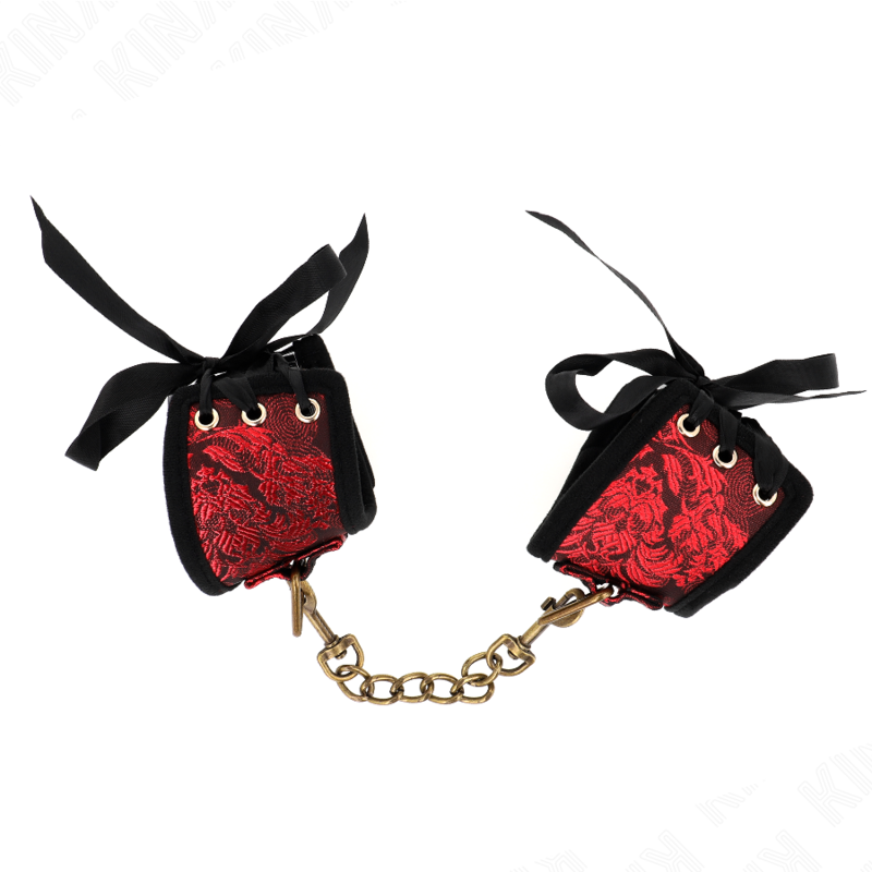 KINK - SCANDAL CINTURE DA POLSO DETTAGLI IN PIZZO ROSSO-NERO 24,5 CM X 6,5 CM