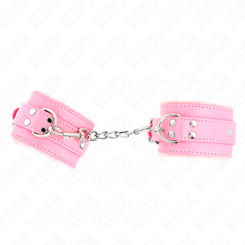 KINK - CINTURINI DA POLSO FODERATI IN PELLICCIA ROSA CON CINTURA ROSA REGOLABILE 17-29 CM X 6 CM