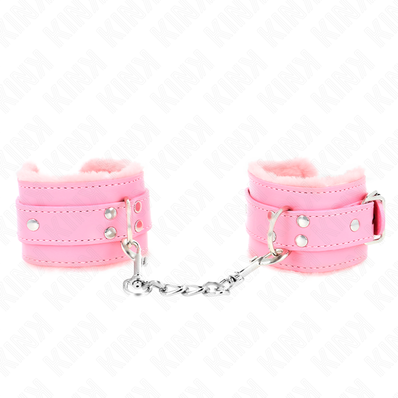 KINK - CINTURINI DA POLSO FODERATI IN PELLICCIA ROSA CON CINTURA ROSA REGOLABILE 17-29 CM X 6 CM