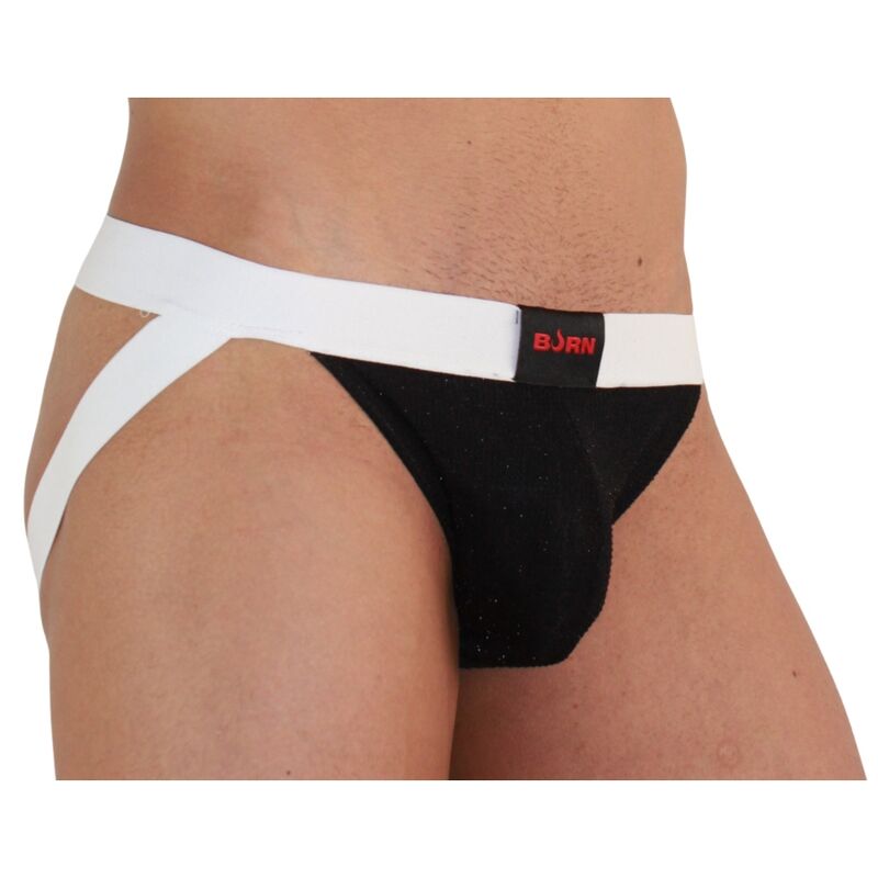 BURN - 004 JOCK SHINY BLACK / WHITE S