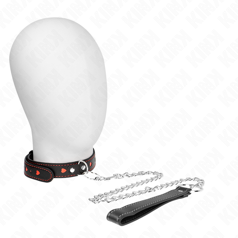 KINK - COLLANA CON CINGHIA 65 CM DETTAGLI CUORE 52,5 X 2,5 CM