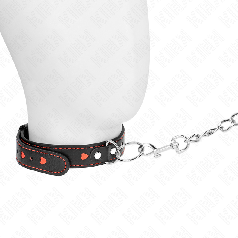 KINK - COLLANA CON CINGHIA 65 CM DETTAGLI CUORE 52,5 X 2,5 CM