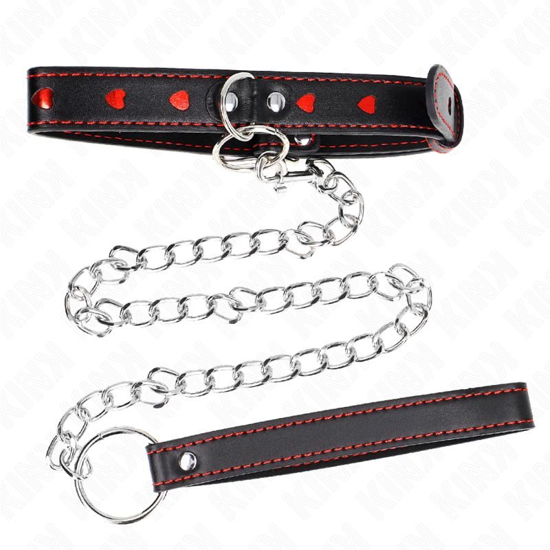 KINK - COLLANA CON CINGHIA 65 CM DETTAGLI CUORE 52,5 X 2,5 CM