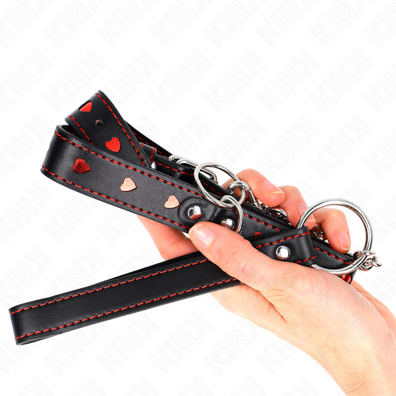 KINK - COLLANA CON CINGHIA 65 CM DETTAGLI CUORE 52,5 X 2,5 CM