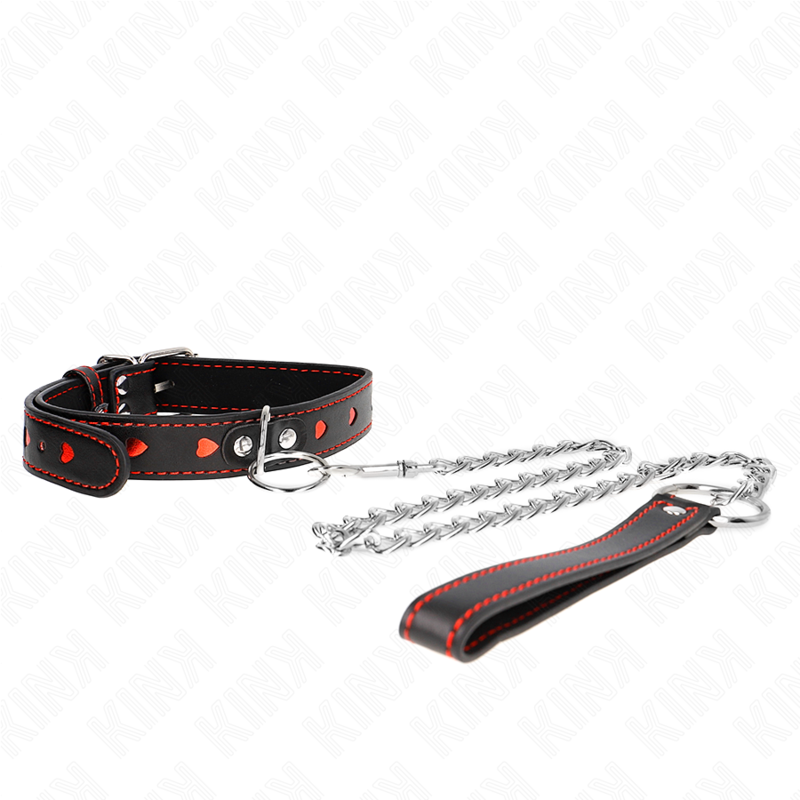 KINK - COLLANA CON CINGHIA 65 CM DETTAGLI CUORE 52,5 X 2,5 CM