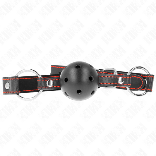 KINK - BALL GAG NERO RIGIDO CAVATO MODELLO 2 65 x 2,5 CM