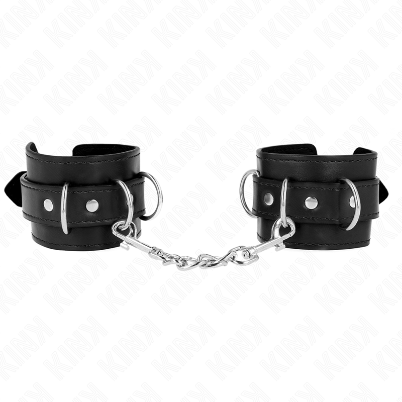 KINK - 3 D-RING CINTURE PER POLSI REGOLABILI NERE 17,5-25 CM X 6 CM