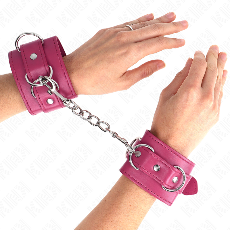 KINK - 3 D-RING CINTURE PER POLSI REGOLABILI ROSA 17,5-25 CM X 6 CM