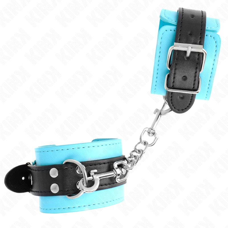 KINK - GANCI PER POLSI BLU RIVESTITI IN PELLICCIA REGOLABILI 20-28 CM X 5,5 CM