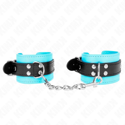 KINK - GANCI PER POLSI BLU RIVESTITI IN PELLICCIA REGOLABILI 20-28 CM X 5,5 CM