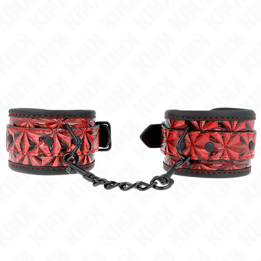 KINK - CINTURE PER POLSI A MOTIVO DIAMANTE ROSSO SCURO REGOLABILI 17-26 CM X 5,5 CM