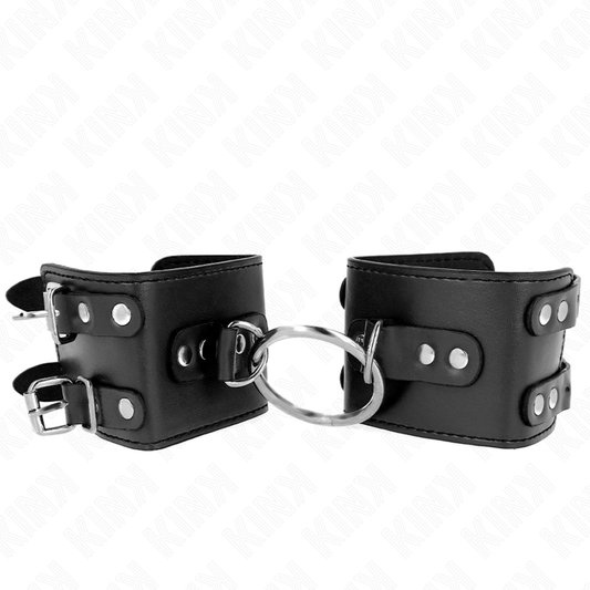 KINK - CINTURE FISSE PER POLSI CON ANELLO E BORCHIE REGOLABILI NERO 17-22 CM X 6,5 CM