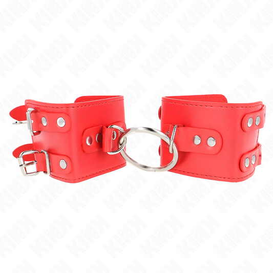 KINK - CINTURE FISSE PER POLSI CON ANELLO E BORCHIE REGOLABILI ROSSO 17-22 CM X 6,5 CM