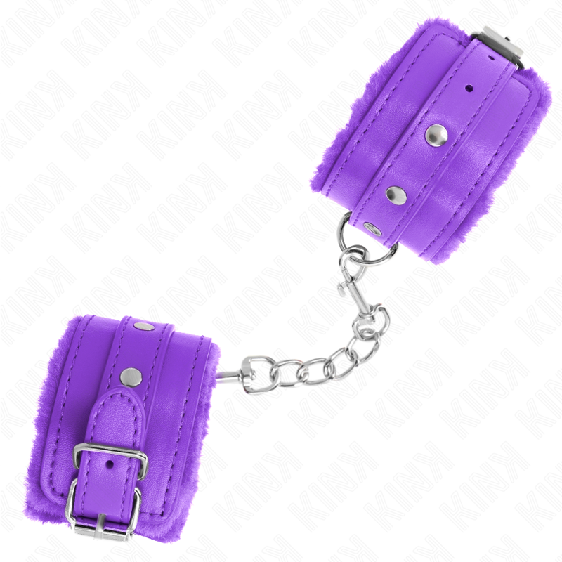 KINK - CINTURE PER POLSI PREMIUM RIVESTITE IN PELLICCIA VIOLA CON CINTURA VIOLA REGOLABILE 17-29 CM X 6 CM