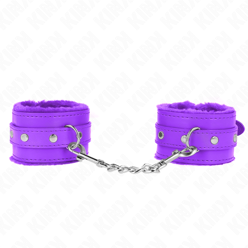 KINK - CINTURE PER POLSI PREMIUM RIVESTITE IN PELLICCIA VIOLA CON CINTURA VIOLA REGOLABILE 17-29 CM X 6 CM