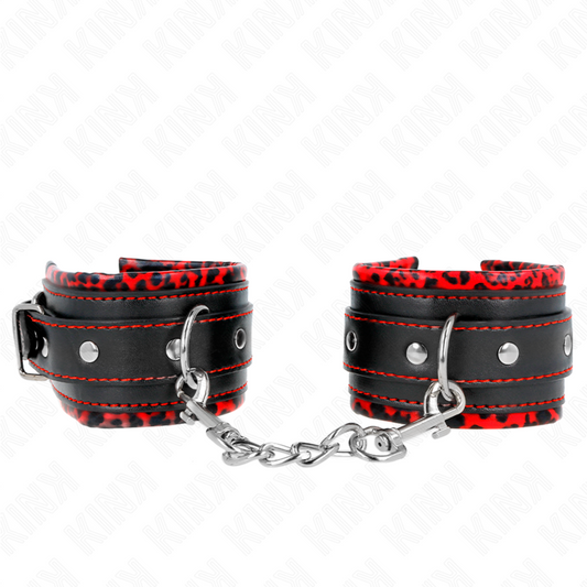 KINK - PELZGEFÜTTERTE HANDGELENKFESSELN ROT/SCHWARZ VERSTELLBAR 17-29 CM X 6 CM