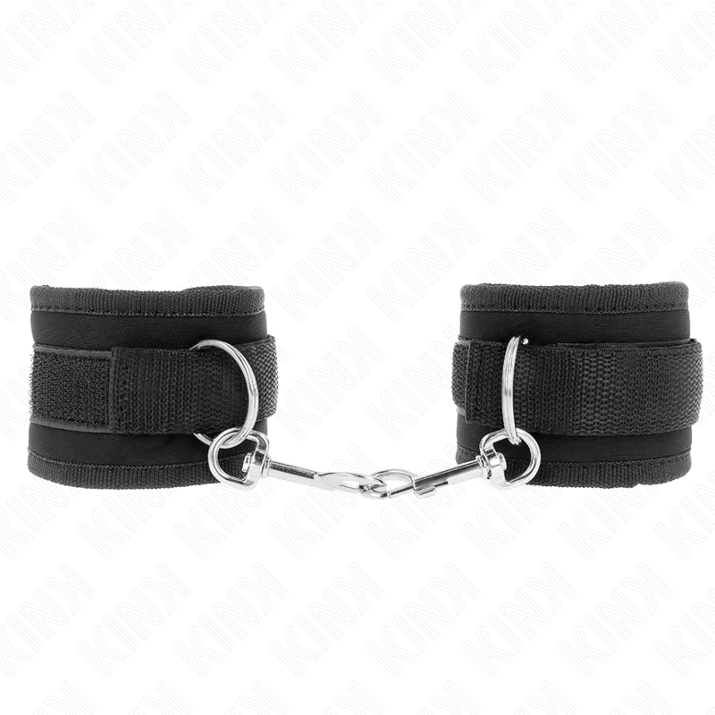 KINK - NYLON BIND HOOK&amp;LOOP WRIST RESTRIINTS MODELLO NERO 2 REGOLABILE 18-35 CM X 6 CM