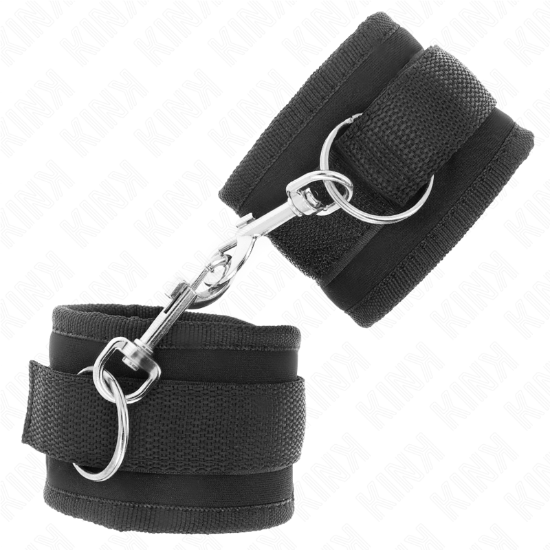 KINK - NYLON BIND HOOK&amp;LOOP WRIST RESTRIINTS MODELLO NERO 2 REGOLABILE 18-35 CM X 6 CM