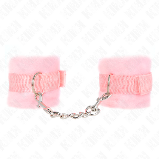 KINK - BEGINNER FUR HAND CUFFS PINK 30 X 7 CM