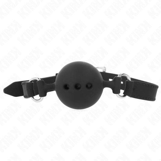 KINK - FULL SILICONE GAG 55 x 2 CM WITH 4.5 CM BALL SIZE M BLACK ADJUSTABLE 35-51 CM