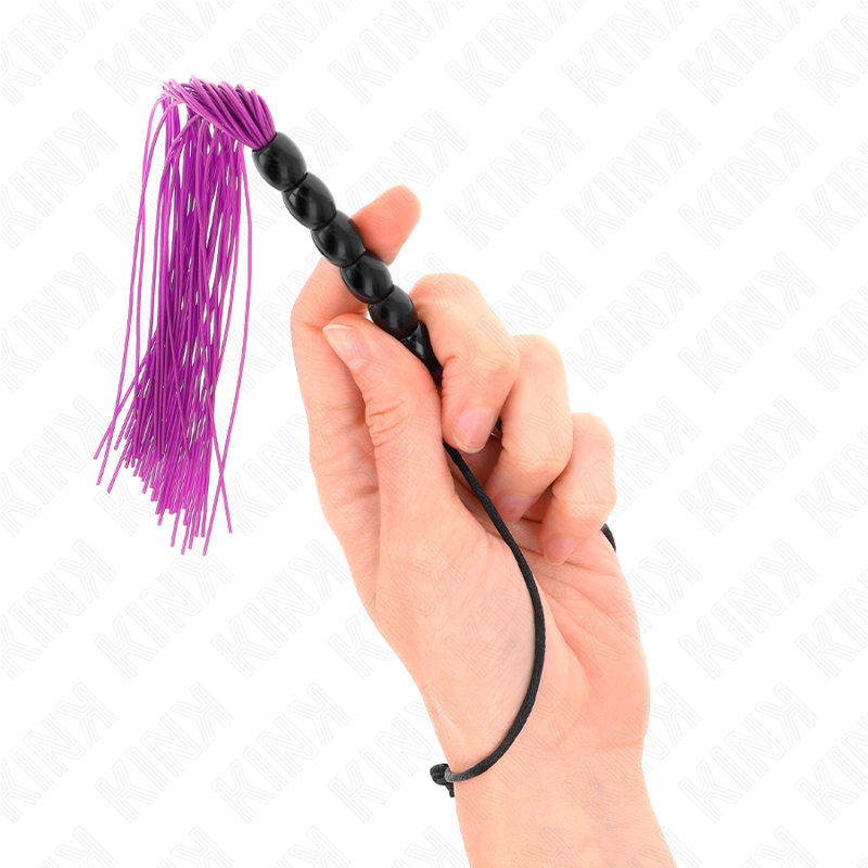 KINK - MINI SILICONE WHIP WITH 6 PURPLE BEADS 26 CM