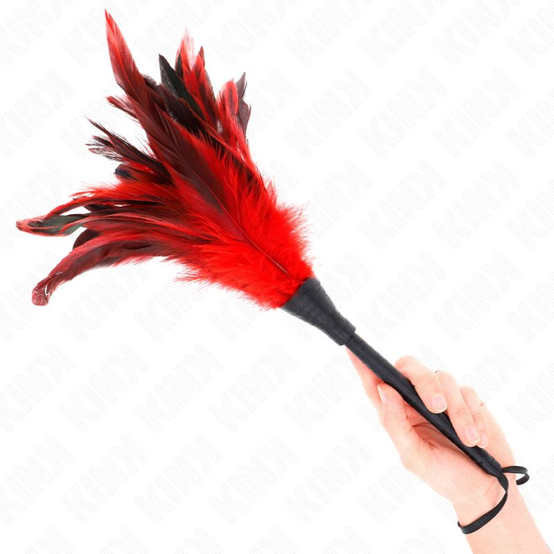 KINK - RED MAIDS HORN SHAPED TICKLE CHICKEN FEATHERS 36 CM